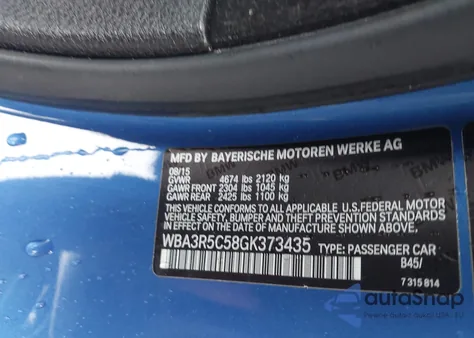 2016 BMW 435I xDrive z USA, uszkodzony, nr VIN WBA3R5C58GK373435